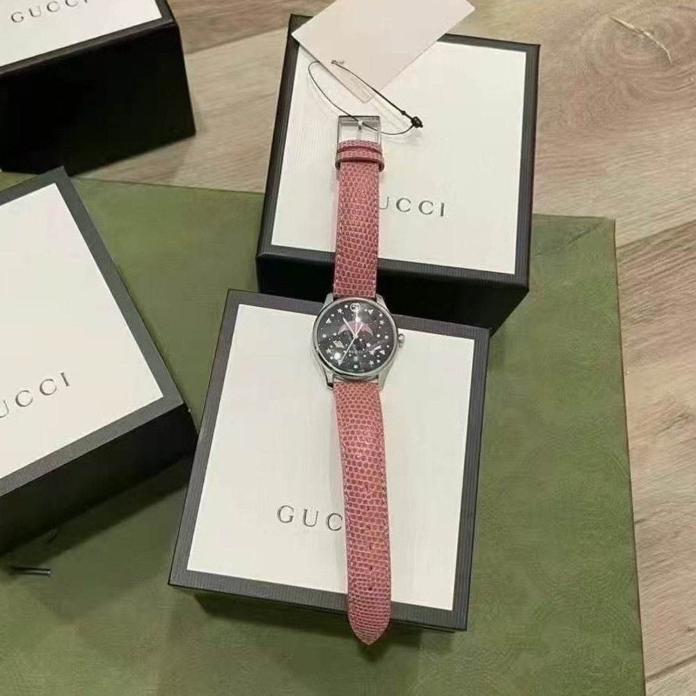 Gucci YA1264046 G-Timeless Black Moonphase Dial Ladies Watch NIB 37MM - Picture 2 of 6
